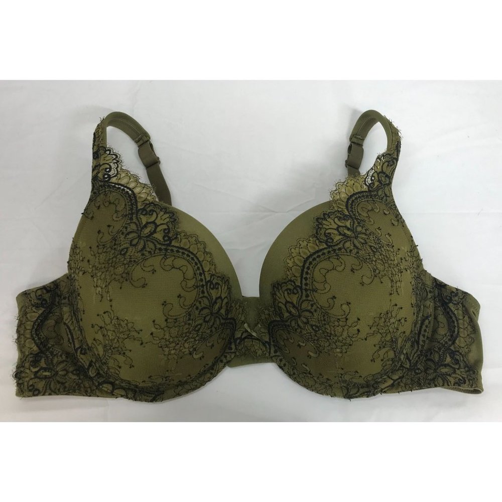 CACIQUE ~ WOMENS 50C ~ GREEN BLACK BOOST PLUNGE UNDERWIRE BRA